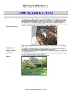 Sample Sprinkler Report Screen